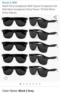 Black Sunglasses unisex - 8 pack