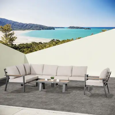 6pc aluminum L-shaped Patio Furniture Set for 7, View more