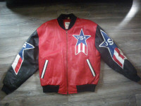 Jacket; leather coat in the colors of the United States