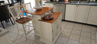 Kitchen island with matching two bar stools