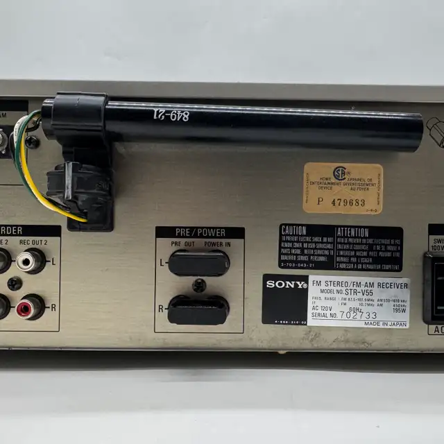 Vintage Sony STR-V55 FM/AM Stereo Receiver Made In Japan Tested  in Stereo Systems & Home Theatre in City of Toronto - Image 9