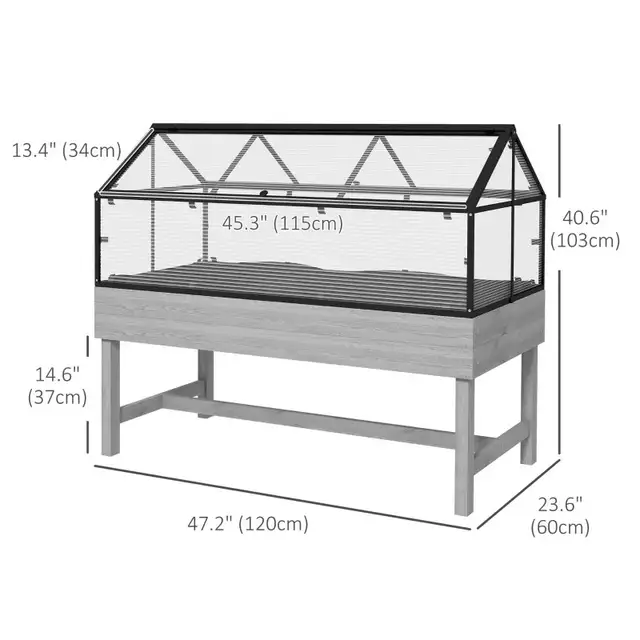 Wood Elevated Planter Box with Cold Frame Greenhouse, Raised Gar in Patio & Garden Furniture in Markham / York Region - Image 3