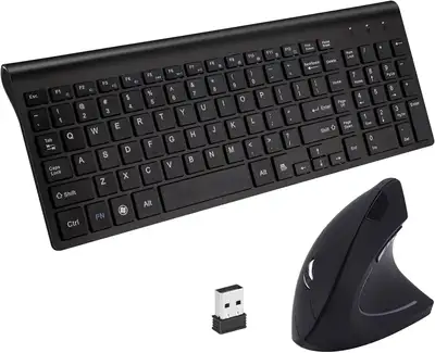 2.4GHz Wireless Vertical Ergonomic Mouse and Keyboard Combo, View more