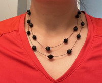 Double Strand Black Beaded Necklace