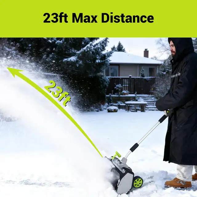 Electric Snow Shovel with LED Light, 40V Cordless Blower, 17-Inc in Snowblowers in Mississauga / Peel Region - Image 6