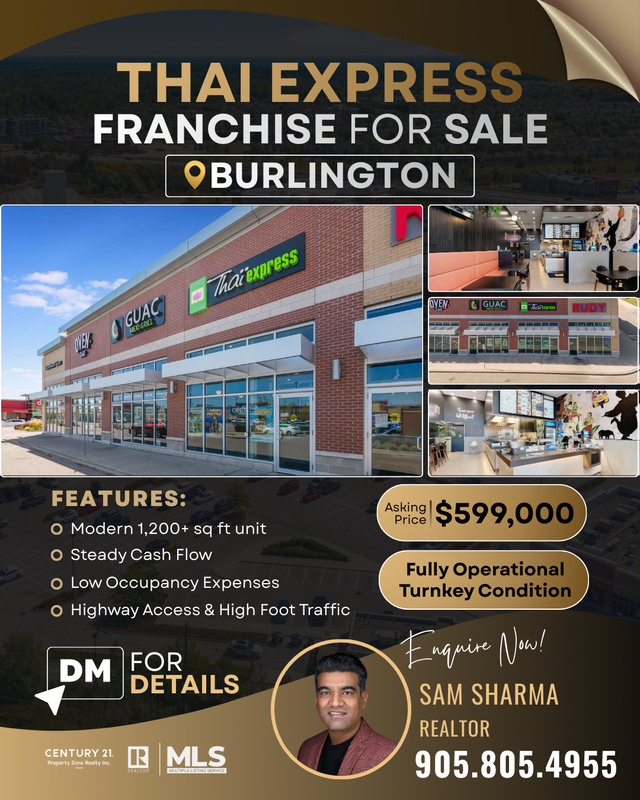 Popular Thai QSR for sale in Burlington!