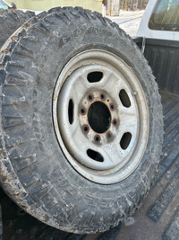 LT245/70R17 Goodyear Duratrac Tires on Ford Superduty Steel Rims