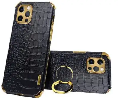 Phone Case For Apple iPhone 14 Pro - Black Leather-Like Back Cover in Elegant Crocodile Pattern - Is...