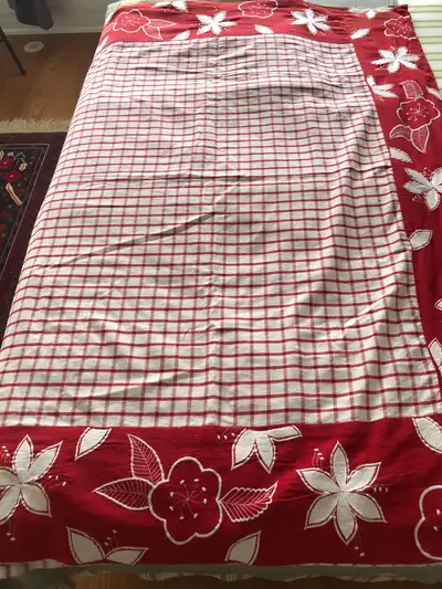 Queen size red  and White bed cover, View more