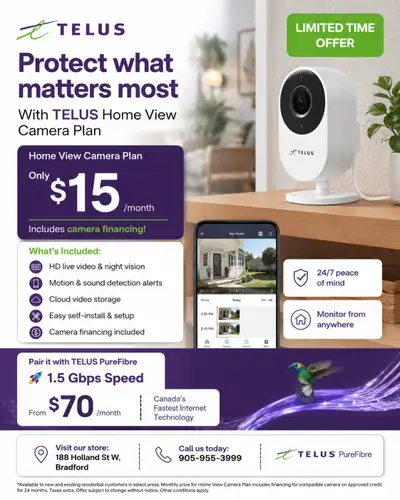 TELUS Home View Camera Plan – Only $15/Month!, View more