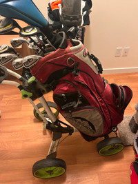 Full set of clubs with cart, Taylormade, Nike, Odyssey
