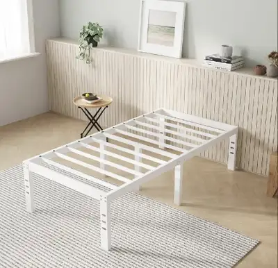 Brand New in Box 14” Twin Metal Bed Frame, White, View more