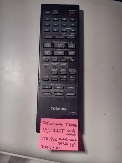 Télécommande Toshiba Remote Control VC-442T For VCR/VHS, View more