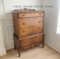 Sold!! Elegance: Antique Burled Walnut Dresser by Malcolm Furn