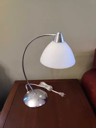 Desk lamp, metal base & arm with glass shade (17" height), View more