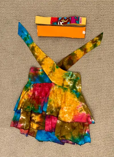 Women’s Halter 70s Tye Dye Hippie Top and Belts Costume, View more