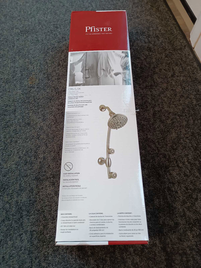 REDUCED: New Pfister Satin Nickel Drill less Shower in Plumbing, Sinks, Toilets & Showers in Strathcona County - Image 4