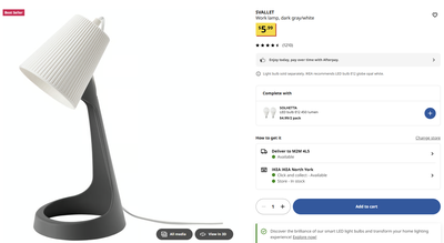 IKEA SVALLET Work lamp, dark gray/white, View more