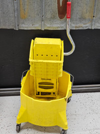 Mop bucket and wringer , side press