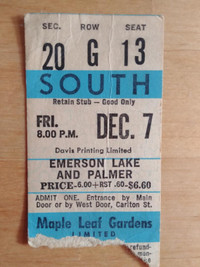 Vintage 1973 Emerson Lake and Palmer stub