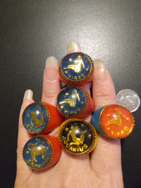 6 acrylic zodiac rings - one size fits all