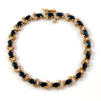 14k Yellow Gold Sapphire Diamond Tennis Bracelet, 5.50(00022972)