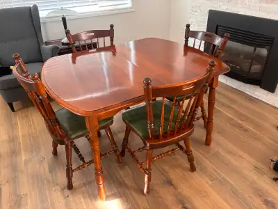 Vintage Solid Wood Dining Table w/4 chairs, View more