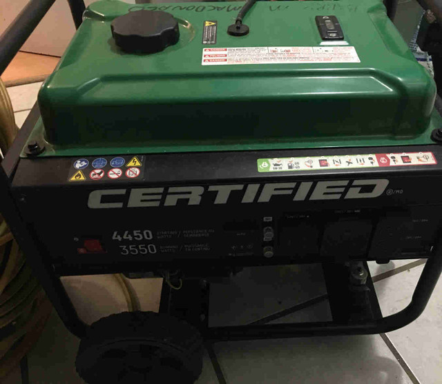 Certified generator 3550-4450 watts Like new 10 hours of use. in Power Tools in Charlottetown