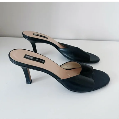 MNG  - (Size 9) Black Open Toe Women's Sandals Heels Shoes, View more