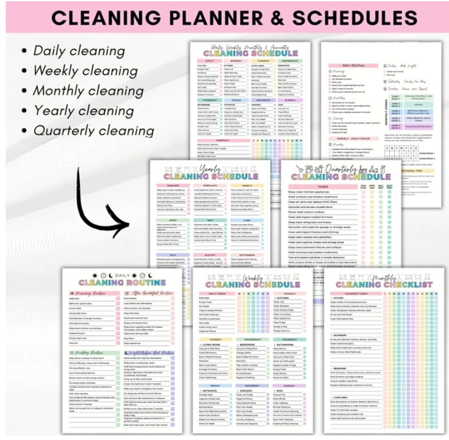 ADHD-Friendly Cleaning Planner – Chart & Checklist Notebook64959967278849122