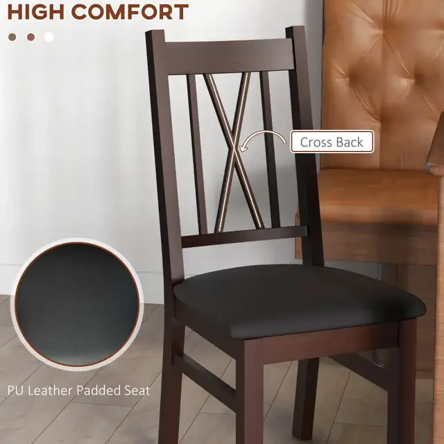 Pine Wood Kitchen Table Chair with PU Leather Cushion for Living in Chairs & Recliners in Markham / York Region - Image 4
