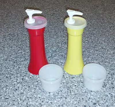 Vintage Tupperware Ketchup And Mustard Pump dispensers, View more