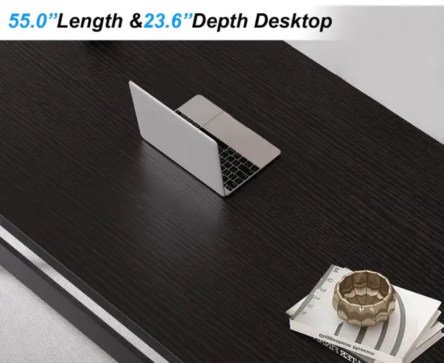 Black Modern Desk Wood Metal Workstation Black Oak, 55" in Desks in City of Toronto - Image 6