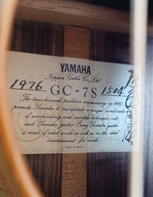 Yamaha GC-7S Handmade Classical Guitar 1976 signed by S. Harada in Guitars in Markham / York Region - Image 2