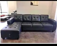 4 seacter leather Brand New Sectional Black  Sofa