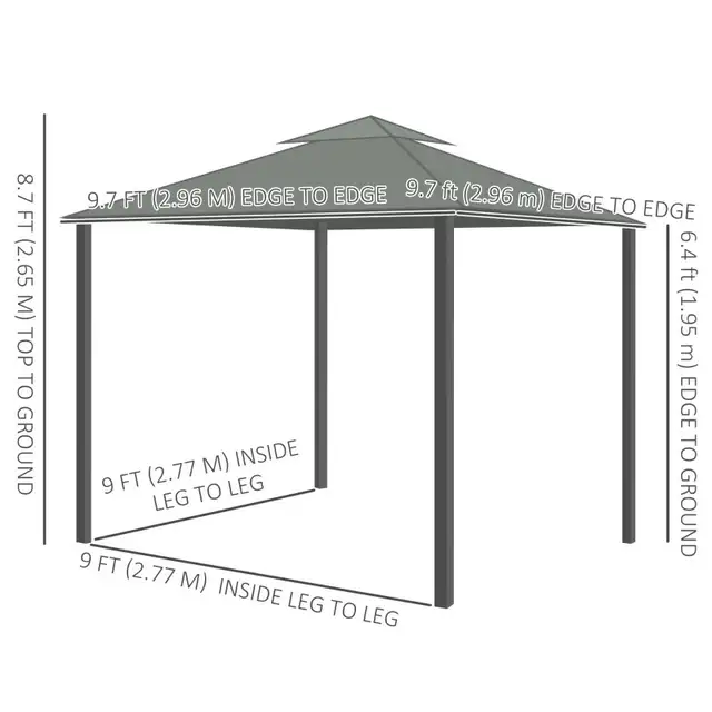Outsunny 2-Tier Outdoor Gazebo Canopy Tent  in Patio & Garden Furniture in City of Toronto - Image 3