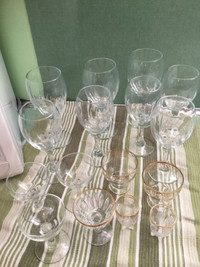 Variety  * STEMWARE * Sixteen (16) Pieces * Some Encrusted Gold
