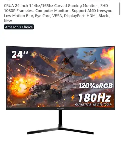 CRUA 24 inch Curved Gaming Monitor, View more