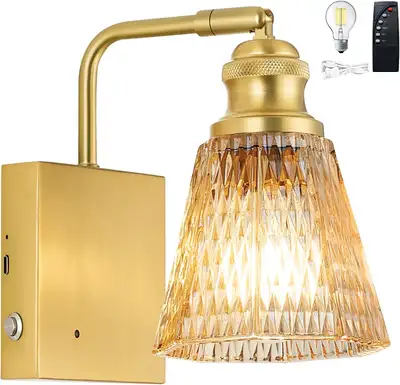 Vintage Wireless Rechargeable Wall Sconce with Remote & Bulb, Ba, View more
