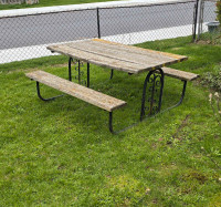 Steel frame picnic table
