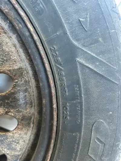 4 Goodyear winter tires sized 225/65R17 are in used condition and come mounted on steel rims. Please...
