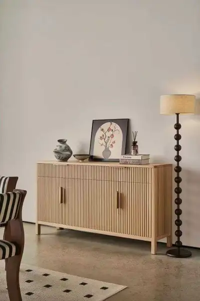 Solid Wood Fluted Sideboard Cabinet, View more