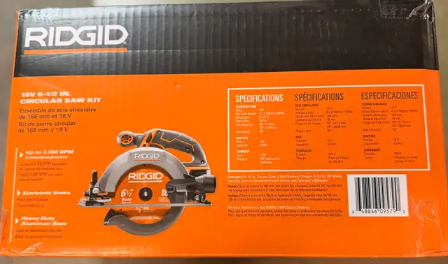 RIDGID 18V Cordless 6 1/2” Circular Saw Kit w/ 4 Ah Battery in Power Tools in Kingston - Image 3