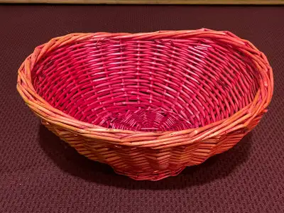 Vintage Small Light Red Wicker Basket, View more