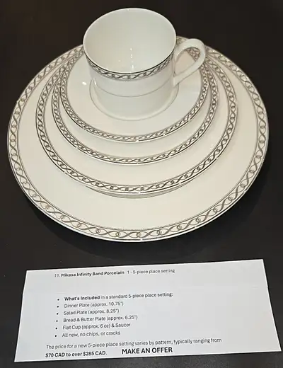 Mikasa Infinity Band Porcelain 5 Piece Dish Set, View more