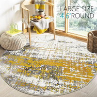 New 4.6ft Round Faux Wool Non-Slip Area Rug 
