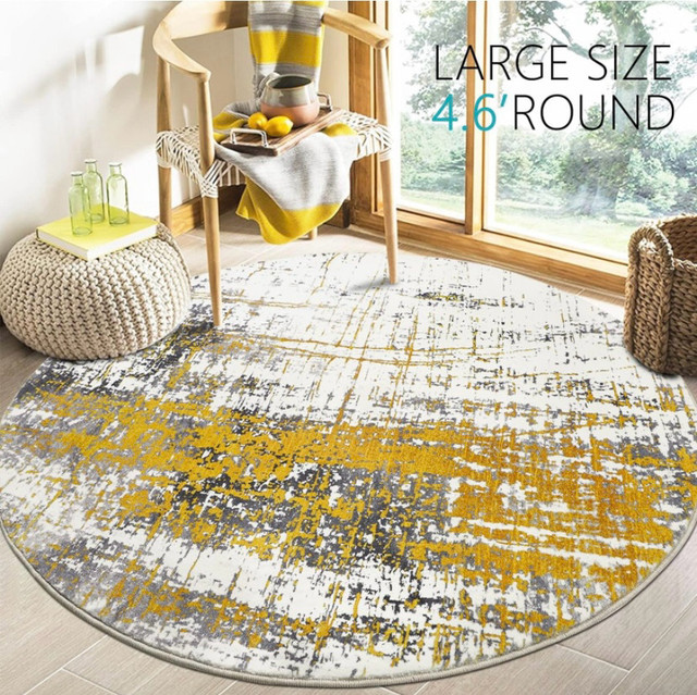 New 4.6ft Round Faux Wool Non-Slip Area Rug  in Rugs, Carpets & Runners in Oshawa / Durham Region