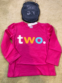 Brand New Super cute long sleeve top "TWO" - NWT - 2T