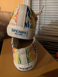 Sperry Men's Pride classic deck sneaker, Size 13, rainbow colors