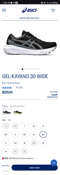 Asics GEL-KAYANO® 30 (Wide) shoes. Size 10.5. Wide. Brand New.